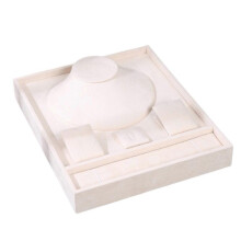 (Beige) Multifunctional Jewelry Drawer Tray Soft Velvets Storage Plate for Rings Elegant Necklace Bracelets Earring Organizer Gray