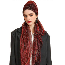 (Burgundy) Malaysia Turban Head Wrap Convenience Neck Head Scarf Lightweight Headscarf Soft Breathable Headcloth Neckerchief Burgundy