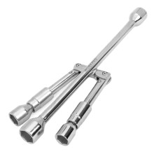 Lug Nut Wrench 4-Way Carbon Steel Wheel Wrench, Portable Heavy-Duty Folding Lug Nut Remover, Versatile Tire Repair Tools