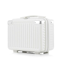 (White) 14inch Multifunctional Lady's Cosmetic for Case Travel Hand Luggage Portable Carrying Makeup Bag Suitcase White
