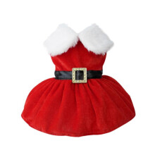 (S, 1) Kitten Christmas Costume Santa Claus Dresses Outfit Suit Fashion Pet Dog Dress Winter Fall Red Clothes Dog Photo Props XL