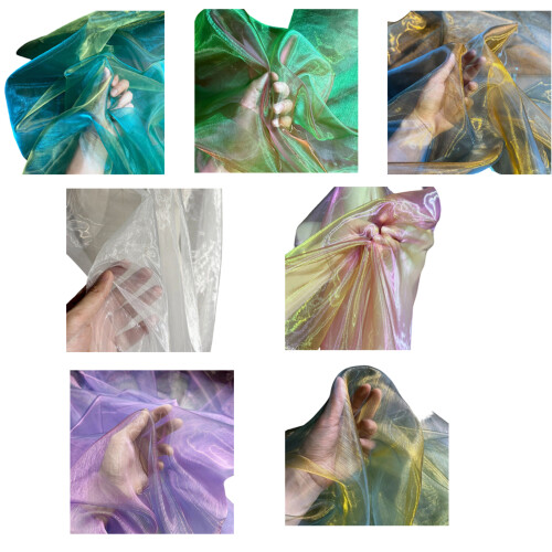 Gradiënt Organza Doek 50x140cm Metallic Kleur Tule-Glanzend wit 1