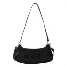 (Black) Stylish and Unique Women's Fashion Underarm Bag Durable PU Handbag Perfect for Daily Use Work and Dates White