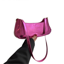 (Hot Pink) Stylish and Unique Women's Fashion Underarm Bag Durable PU Handbag Perfect for Daily Use Work and Dates White