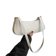 (White) Stylish and Unique Women's Fashion Underarm Bag Durable PU Handbag Perfect for Daily Use Work and Dates White