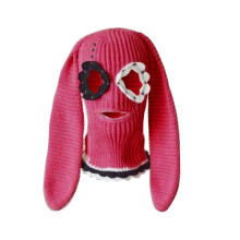 (rose red) Halloween Balaclavas Long BunnyEar Hat Funny Beanies Hat Rabbit Ears Balaclavas BunnyBalaclava Long Ear Hat BunnyHat White