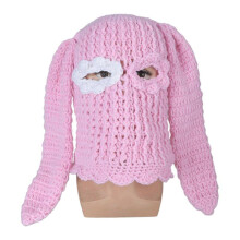 (Pink) Halloween Balaclavas Long BunnyEar Hat Funny Beanies Hat Rabbit Ears Balaclavas BunnyBalaclava Long Ear Hat BunnyHat White