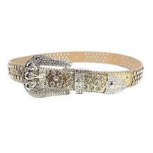 (M, Gold) Spooky Skull Rivet Adult Waist Belt Luxurious Waist Belt Fashion Belts Adjustable Rhinestone Buckle Belt for Nightclub Rose Red M