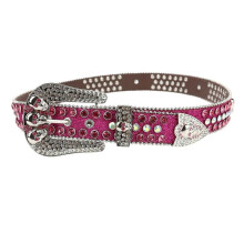 (M, Rose Red) Spooky Skull Rivet Adult Waist Belt Luxurious Waist Belt Fashion Belts Adjustable Rhinestone Buckle Belt for Nightclub Rose Red M