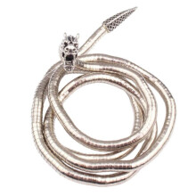(Dragon 2, Silver) Adjustable Punk Snake Choker Bendable Snake Necklace Flexible Twisty Multi-purpose Necklace Bracelets Gothic Jewelry
