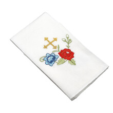 Tissu en coton et lin brodé polyvalent, Motifs-breloque rose