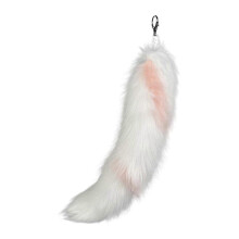 (Pink) 40cm Long Animal Tail Keychain Faux Furs Pendant for Car Keys and Bags Stylish Accessory for Handbags and Backpacks Watermelon Red