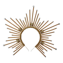 (Style 3) Round Five-pointed Star Head Buckle Halo Hairband Funny Exaggerated Gold Crowns Halloween Witch Dress Hair Accessories