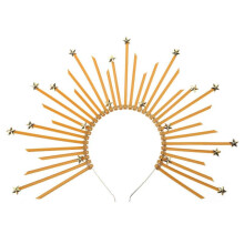 (Pentagram) Round Five-pointed Star Head Buckle Halo Hairband Funny Exaggerated Gold Crowns Halloween Witch Dress Hair Accessories