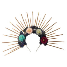 (Style 7) Round Five-pointed Star Head Buckle Halo Hairband Funny Exaggerated Gold Crowns Halloween Witch Dress Hair Accessories