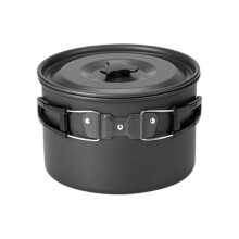 (L) Outdoor Cooking Pots Portable Camping Pots with Lid and Folding Handle Aluminum Alloy Camping Cookware for Camping Picnic medium size