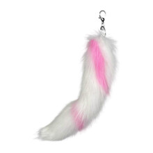 (Watermelon Red) 40cm Long Animal Tail Keychain Faux Furs Pendant for Car Keys and Bags Stylish Accessory for Handbags and Backpacks Watermelon Red