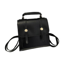 (Black) Women Leather Backpack Female Casual Shoulder Handbag Students School Book Bag Travel Backpack Small Backpack for Work Silver plus pendant