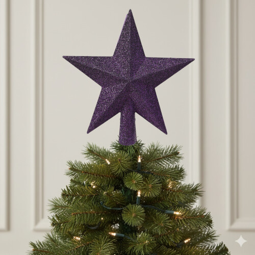 Fig Purple Christmas Tree Topper Star Glitter 19cm