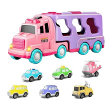 (G) 1 Set Kids Carrier Truck Toy with Music Light Inertial Drive Educational Transport Car Toddlers Boys 25-26s