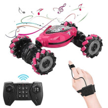 (red) Toys RC Stunt Car Dual Control Twisting Vehicle Drift Blue Red Grey With Gesture Sensor Rechargeable Remote Controller 25-26s