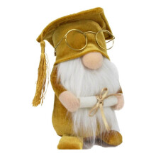 (Mens style) Graduation Season Gnome Scholarly Doctorial Hat Decorative Hat Face less Doll Decorations for Holiday Party Decorations