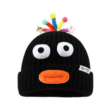 (Black) Adorkable Unisex Beanie Hat Girls Full Lips Style Photo Props Versatile Baggy Cap Hat for Autumn and Winter Yellow