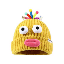 (Yellow) Adorkable Unisex Beanie Hat Girls Full Lips Style Photo Props Versatile Baggy Cap Hat for Autumn and Winter Yellow