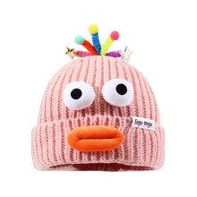 (Pink) Adorkable Unisex Beanie Hat Girls Full Lips Style Photo Props Versatile Baggy Cap Hat for Autumn and Winter Yellow