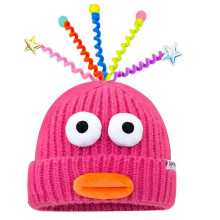 (rose red) Adorkable Unisex Beanie Hat Girls Full Lips Style Photo Props Versatile Baggy Cap Hat for Autumn and Winter Yellow