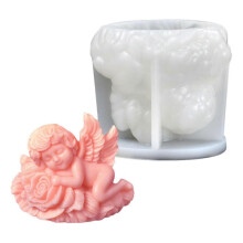 (Rose Angel C) Winged Baby Figurine Silicone Candle Molds for Epoxy Resin Making Candle Soap Home Decoration Epoxy Resin Molds