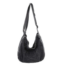 (Black) Fashionable Washed Denims Canvas Crossbody Bag with Adjustable Strap Stylish Women Men Shoulder Bag for Work and Leisure Blue