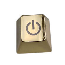 (Gold) Zinc Alloy Keycap Metal ESC Keycap with Engraved Power Switching Sign For Mechanical Keyboards Customization Silver