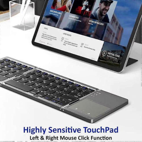 Slim Foldable Wireless Keyboard Compatible with Plum Might Plus with TOUCHPAD Mouse 25-26s 2