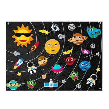 (black) New Solar System Planets Toys Felt Flannel Board Story Set for Kids Reusable Wall Hanging Space Toys Gift 25-26s