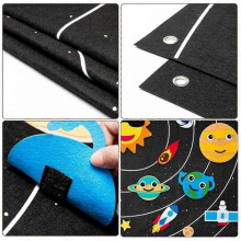 (brown) New Solar System Planets Toys Felt Flannel Board Story Set for Kids Reusable Wall Hanging Space Toys Gift 25-26s