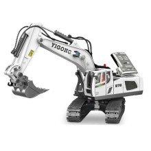 (White) RC Excavator Toys for 3 Year Old Boys 11-Channel Remote Control Excavator 25-26s