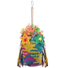(Five pointed star mo) Pet Bird Toy Birdcage Hanging Toy Natural Leaf Woven Parrot Chewing Toy Bird Cage Tearing Puzzle Toy for Cockatoos