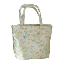 (3) Stylish Quilted Cotton Handbag With Floral Pattern Fashion Top Handle Bag Large Capacity Shoulder Bag For Women