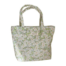 (A) Stylish Quilted Cotton Handbag With Floral Pattern Fashion Top Handle Bag Large Capacity Shoulder Bag For Women