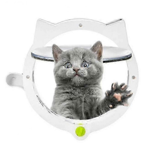 (White)Cat Door For Pets Cat Flap - For Interior Doors Exterior Doors 25-26s 2