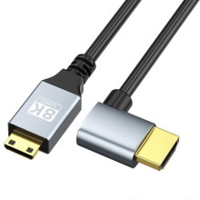 (left type, 50cm) Advanced 8K@60Hz Mini HDMIcompatible to HDMIcompatible Connection Video Cable for Professional Photography and Video Recording