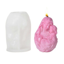 (E type) High Temperature Resistant Silicone Mold Mother with Child Pattern 3D Figure Statue Candle Making Moulds for Candle Soap