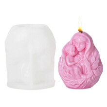 (Type F) High Temperature Resistant Silicone Mold Mother with Child Pattern 3D Figure Statue Candle Making Moulds for Candle Soap
