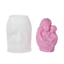 (Type C) High Temperature Resistant Silicone Mold Mother with Child Pattern 3D Figure Statue Candle Making Moulds for Candle Soap