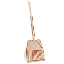 (Beige) Children Cleaning Toy Tool Set with Bear Handle Broom and Dustpan Cleaning Tool for Little Girls Pretend Play Game pink