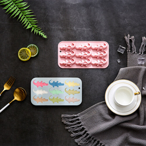 Moule en Silicone en forme de Crocodile, 9 unités,-Rose 1