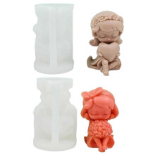 (style B) 2 Pcs Little Girl Candle Molds Casting Molds Wishing Girl Silicone Molds Soap Baking Molds Clay Moulds for Candle Making