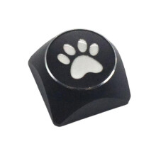 (Black) Aluminum Alloy Metal Keycaps XDA Profile CatPaws Key Cover Replacement for Mechanical Keyboards Red
