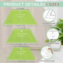 3 Pcs Half Hexagon Quilting Template Acrylic Quilting Template Ruler 8 9 10 Inch Quilt Rulers for Quilting and Sewing-Good 25-26s